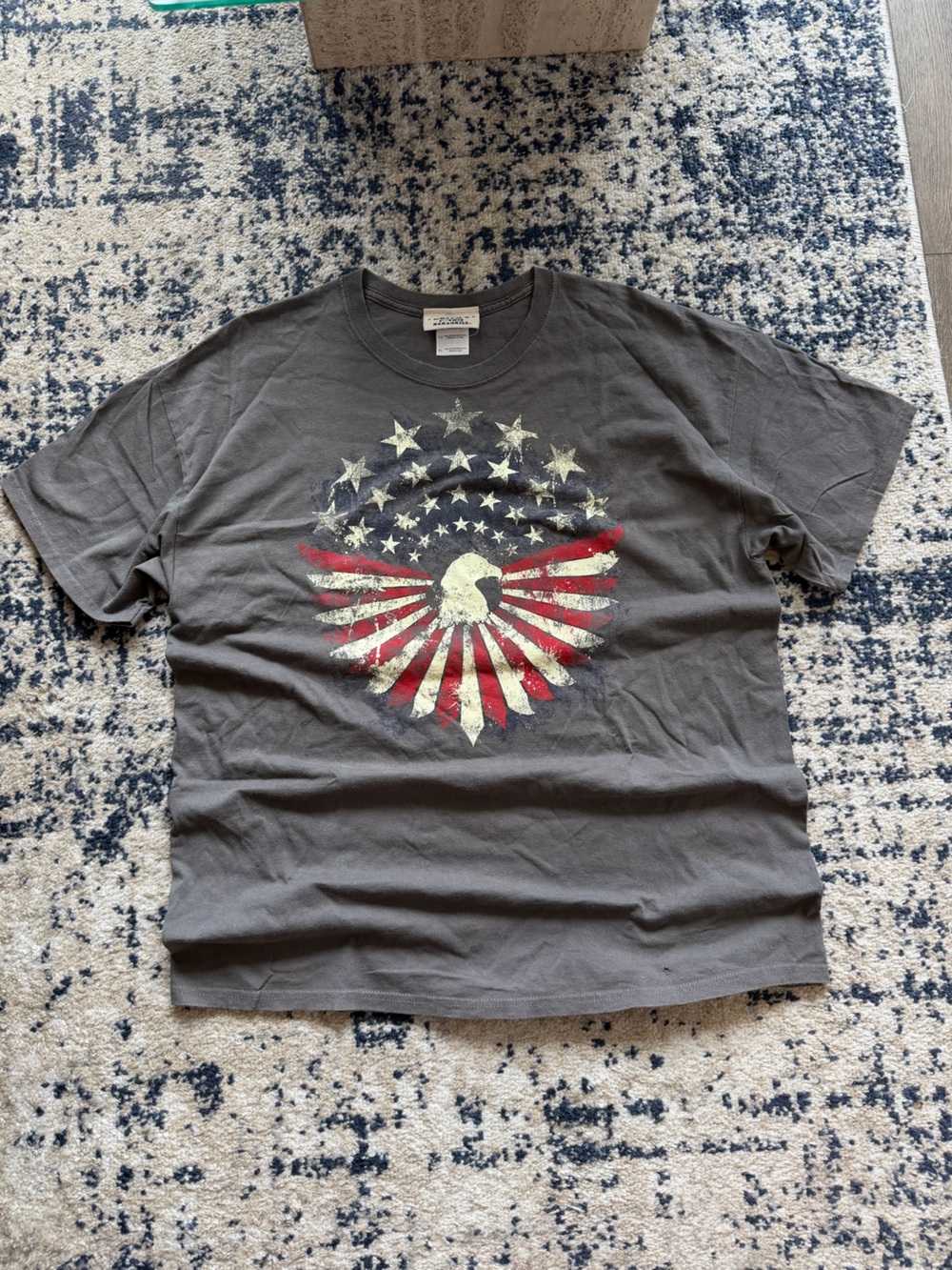 Men's Gray Short Sleeve Graphic Tee with American Eagle Motif